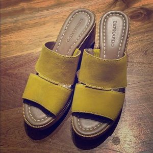 Bernardo “Kara” yellow suede wedges Anthropologie